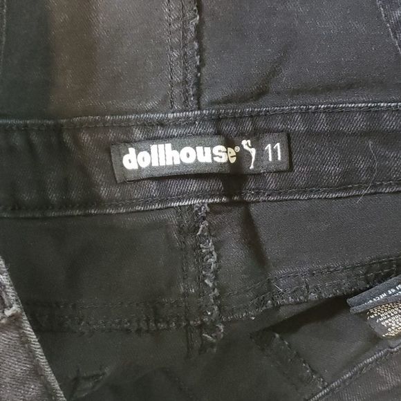 DOLLHOUSE destructed black denim overalls - Picture 12 of 12
